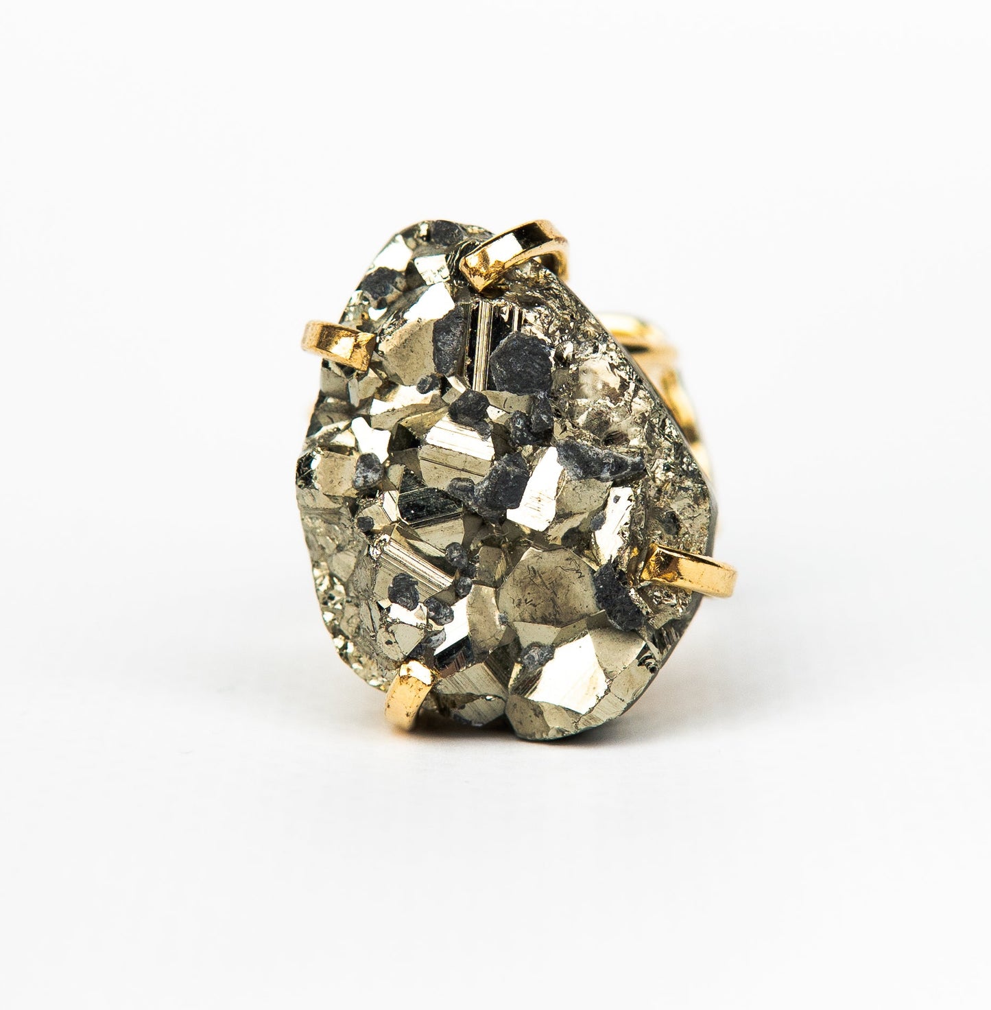 Каблучка з піритом з позолотою onesize Py-49