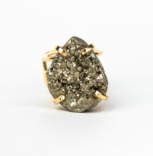 Кольцо с пиритом с позолотой onesize Py-50