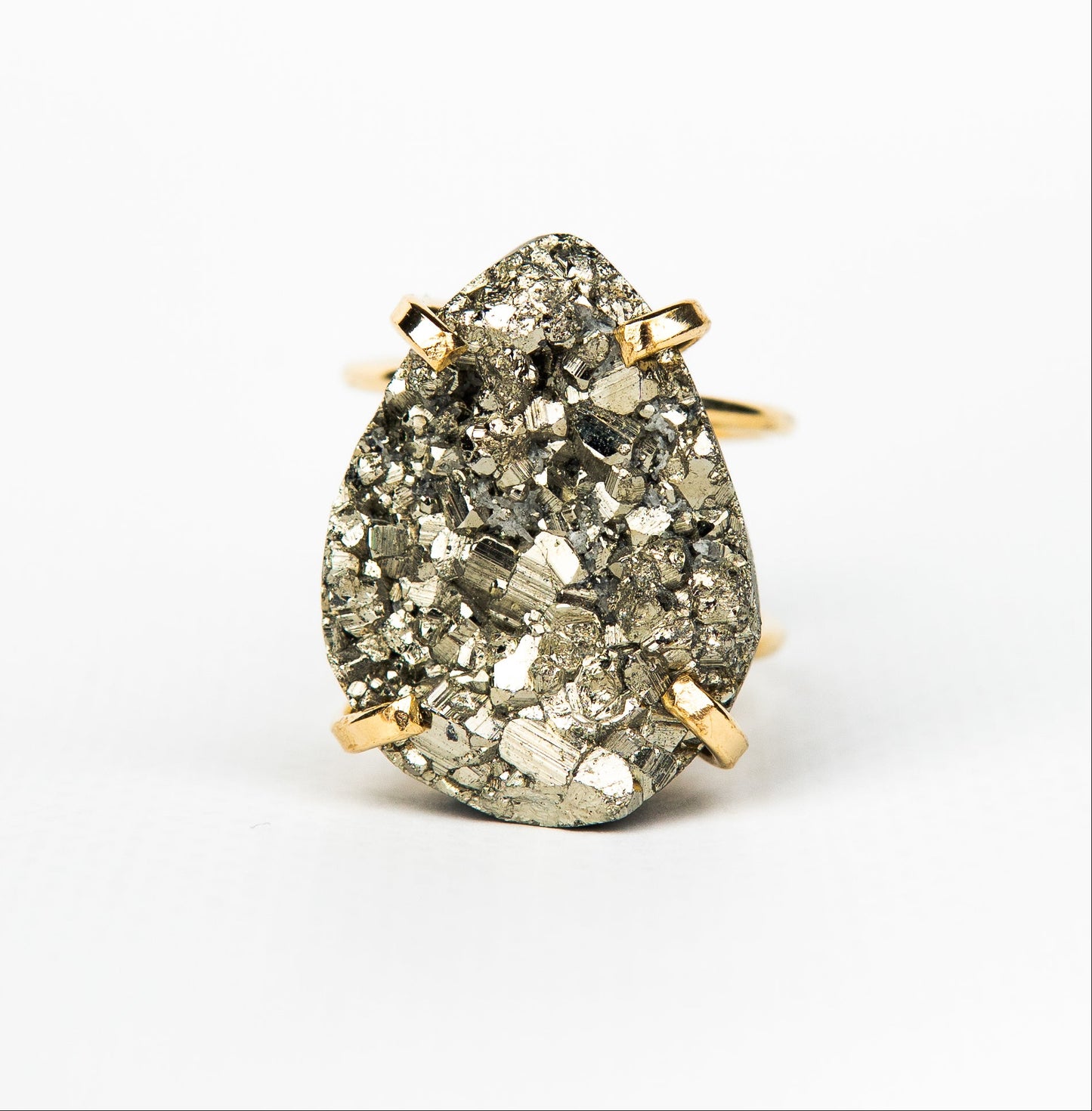 Каблучка з піритом з позолотою onesize Py-51