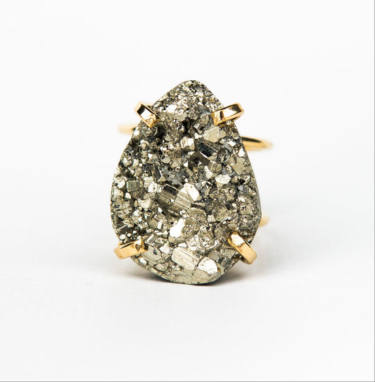 Кольцо с пиритом с позолотой onesize Py-51