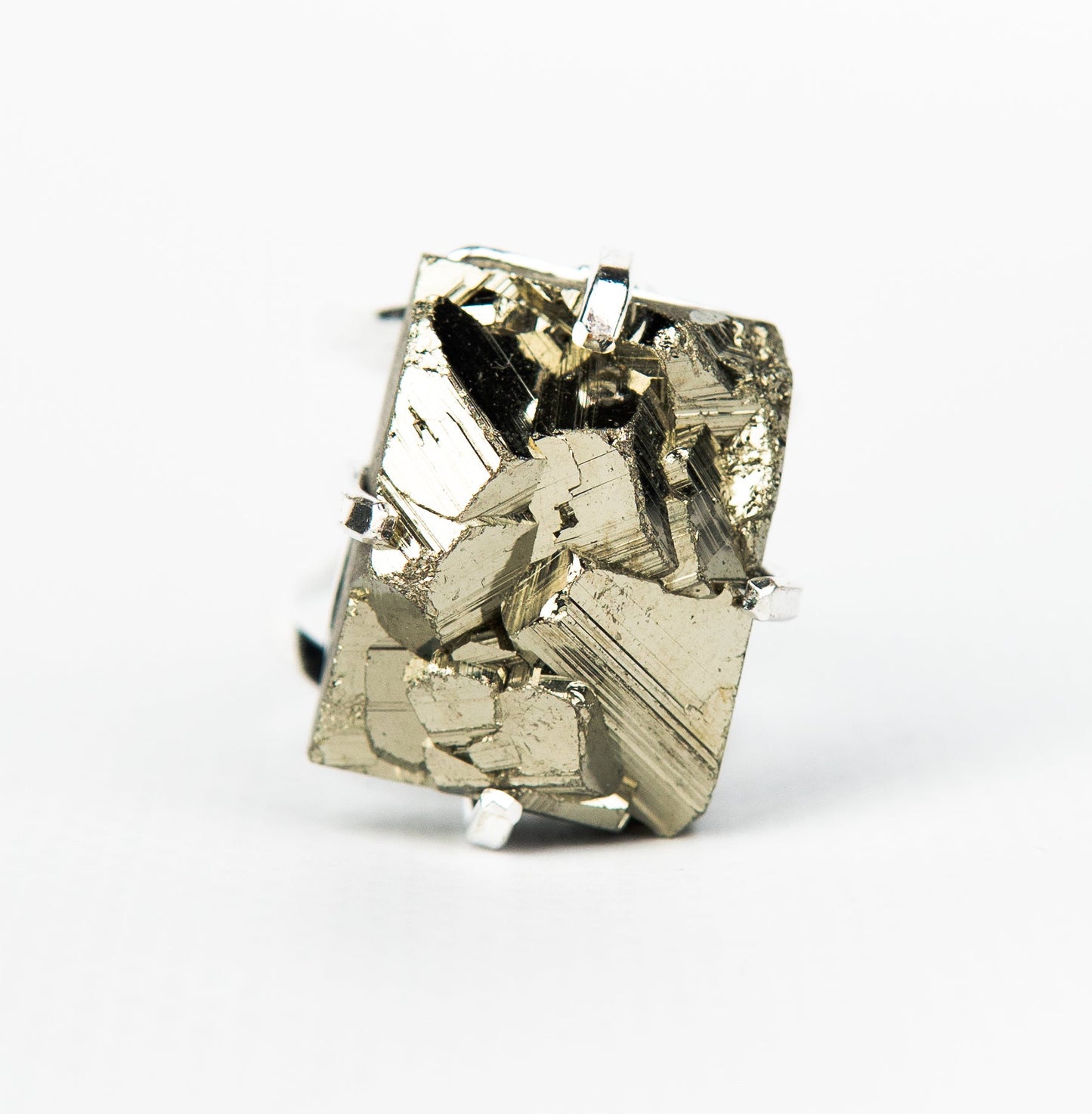 Каблучка з піритом з посрібленням onesize Py-55