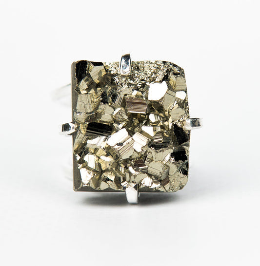 Кольцо с пиритом с позолотой onesize Py-63