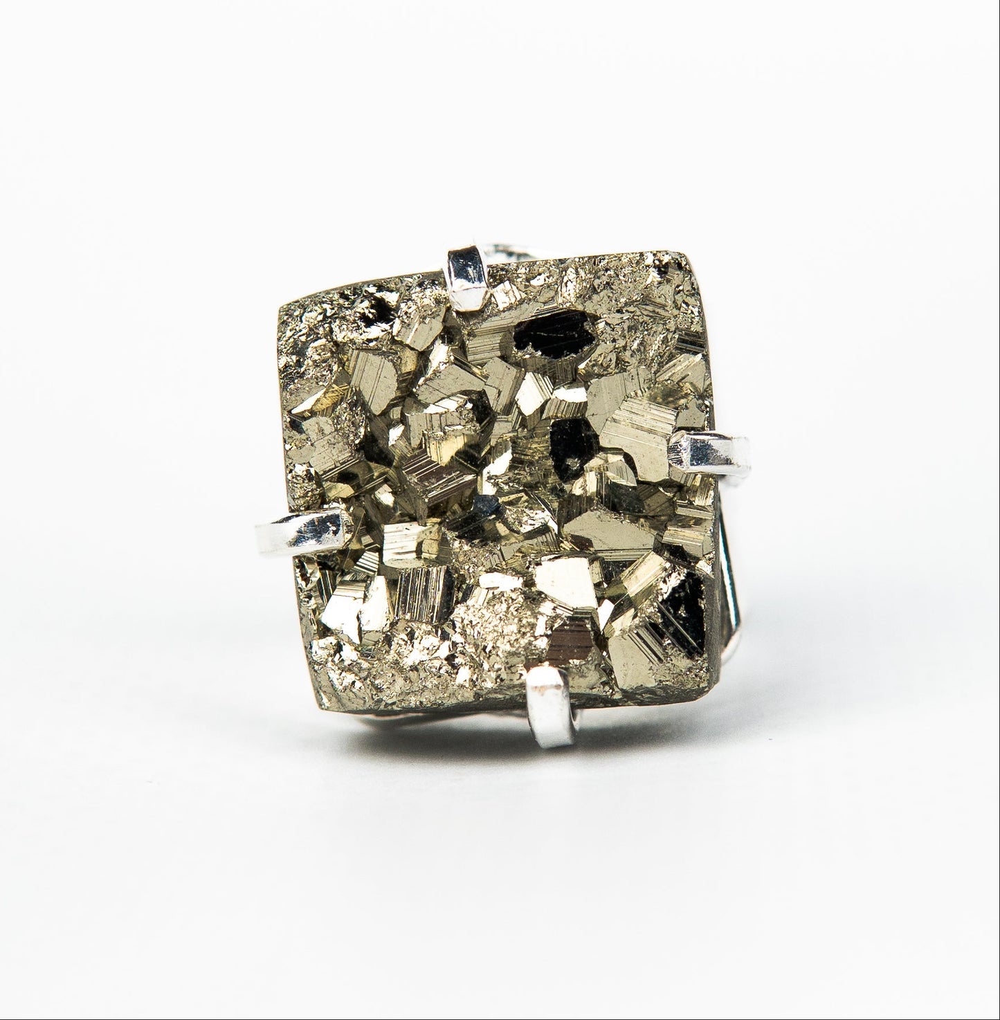 Каблучка з піритом з посрібленням onesize Py-64