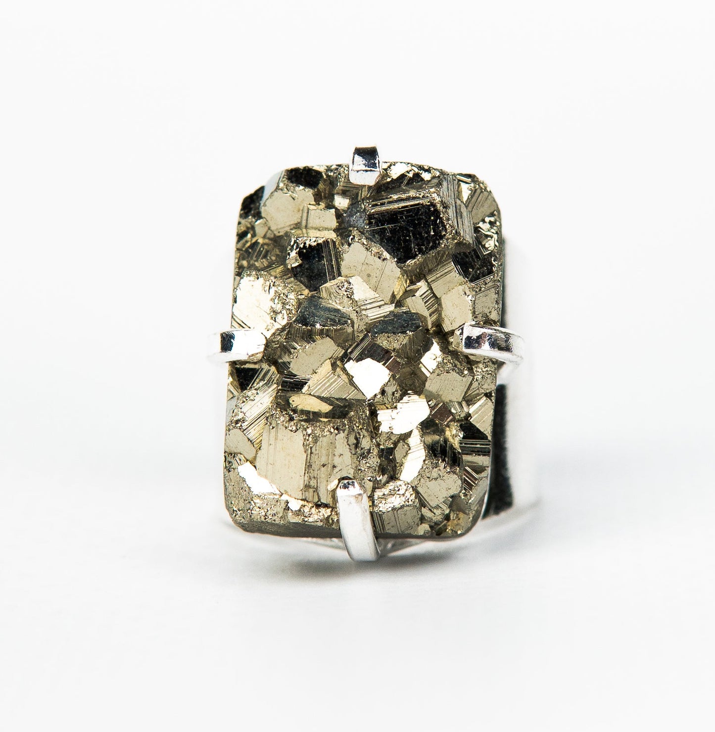 Каблучка з піритом з посрібленням onesize Py-66