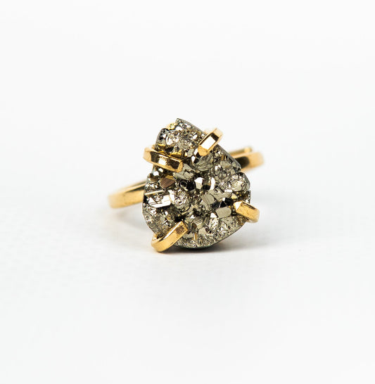 Каблучка з піритом з позолотою onesize Py-69