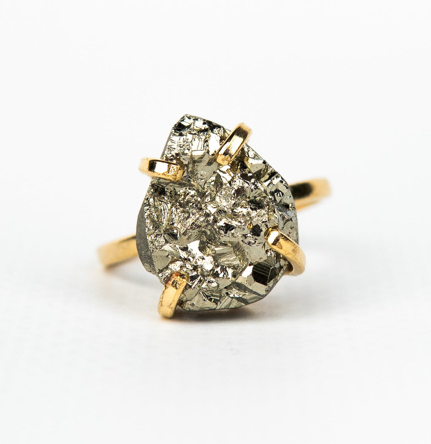 Кольцо с пиритом с позолотой onesize Py-70