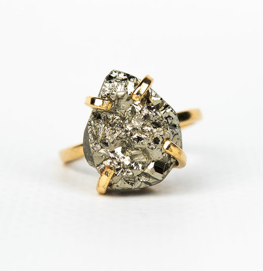 Кольцо с пиритом с позолотой onesize Py-70