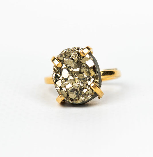 Каблучка з піритом з позолотою onesize Py-74