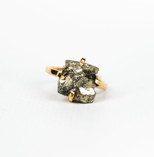 Каблучка з піритом з позолотою onesize Py-32