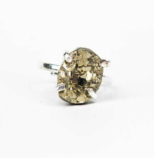 Каблучка з піритом з посрібленням onesize Py-43