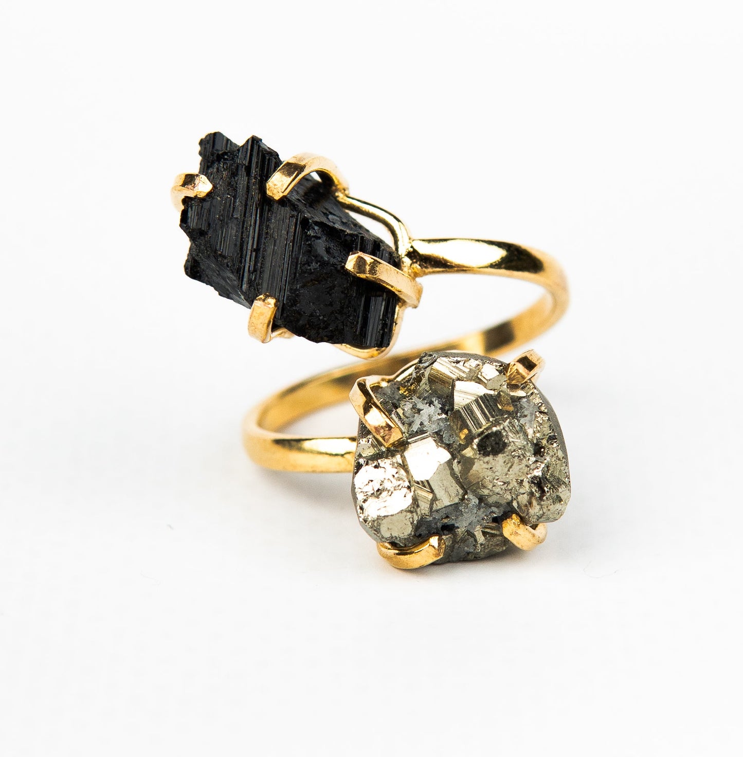 Кольцо с пиритом с посеребрением onesize Py-4