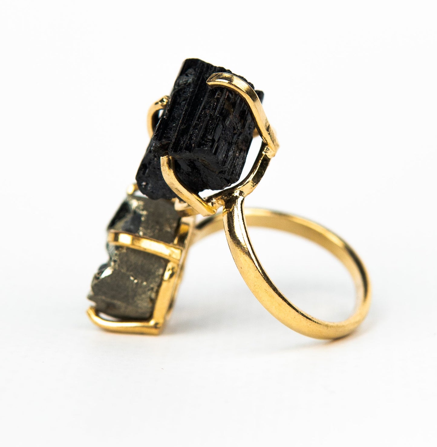 Кольцо с пиритом с позолотой onesize Py-6