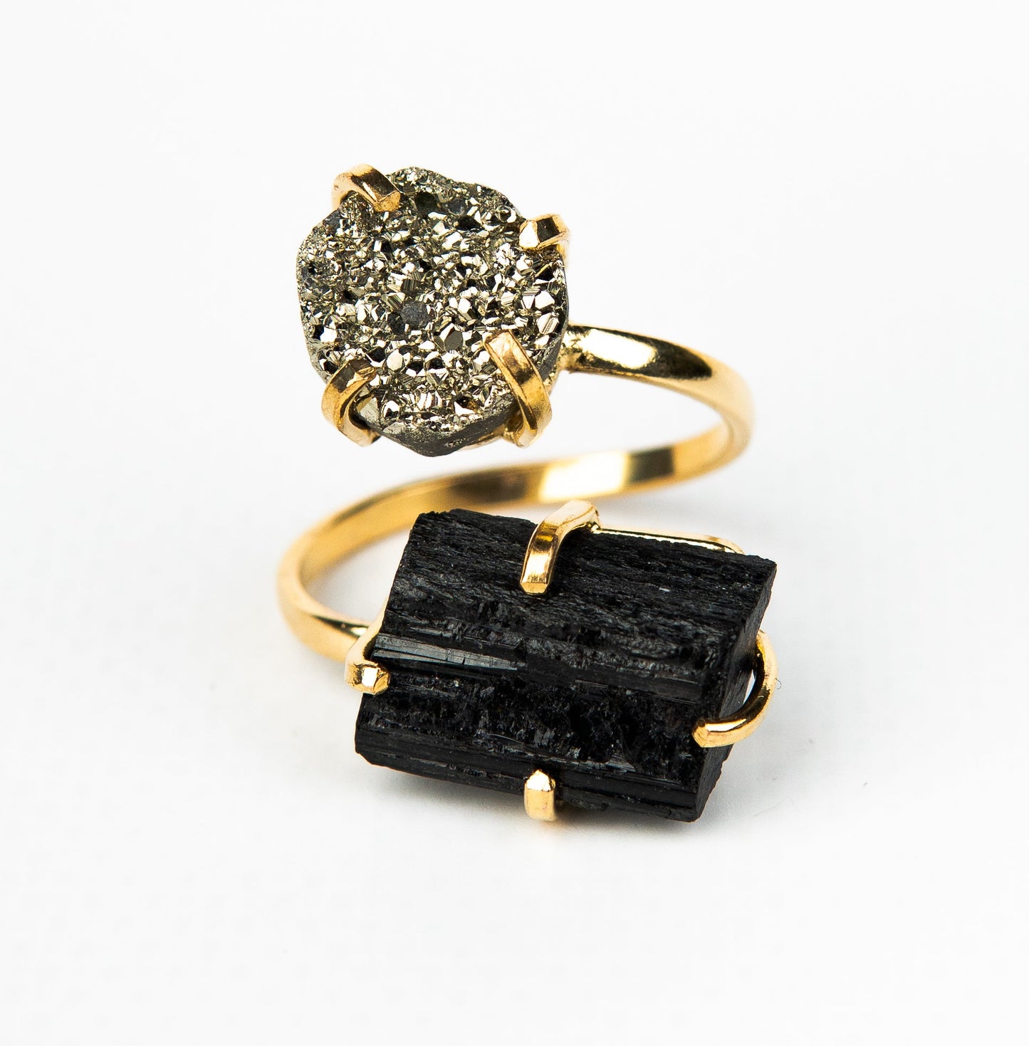 Кольцо с пиритом с посеребрением onesize Py-7