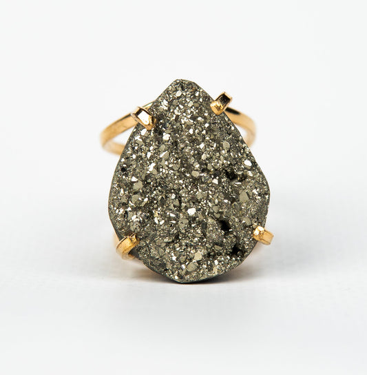 Каблучка з піритом з позолотою onesize Py-76
