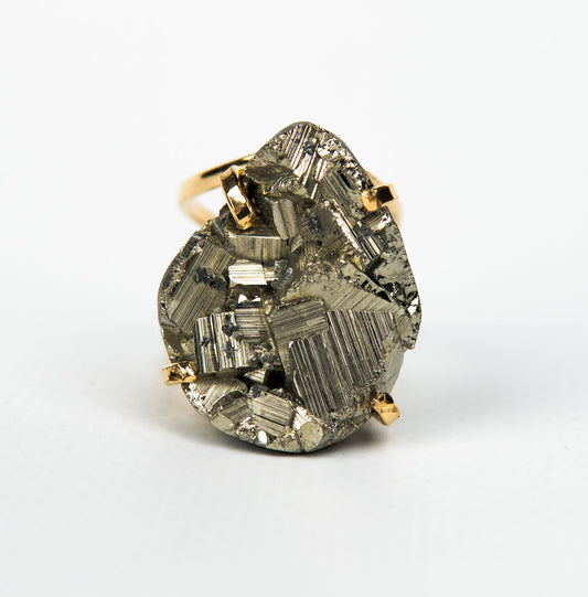 Каблучка з піритом з позолотою onesize Py-77