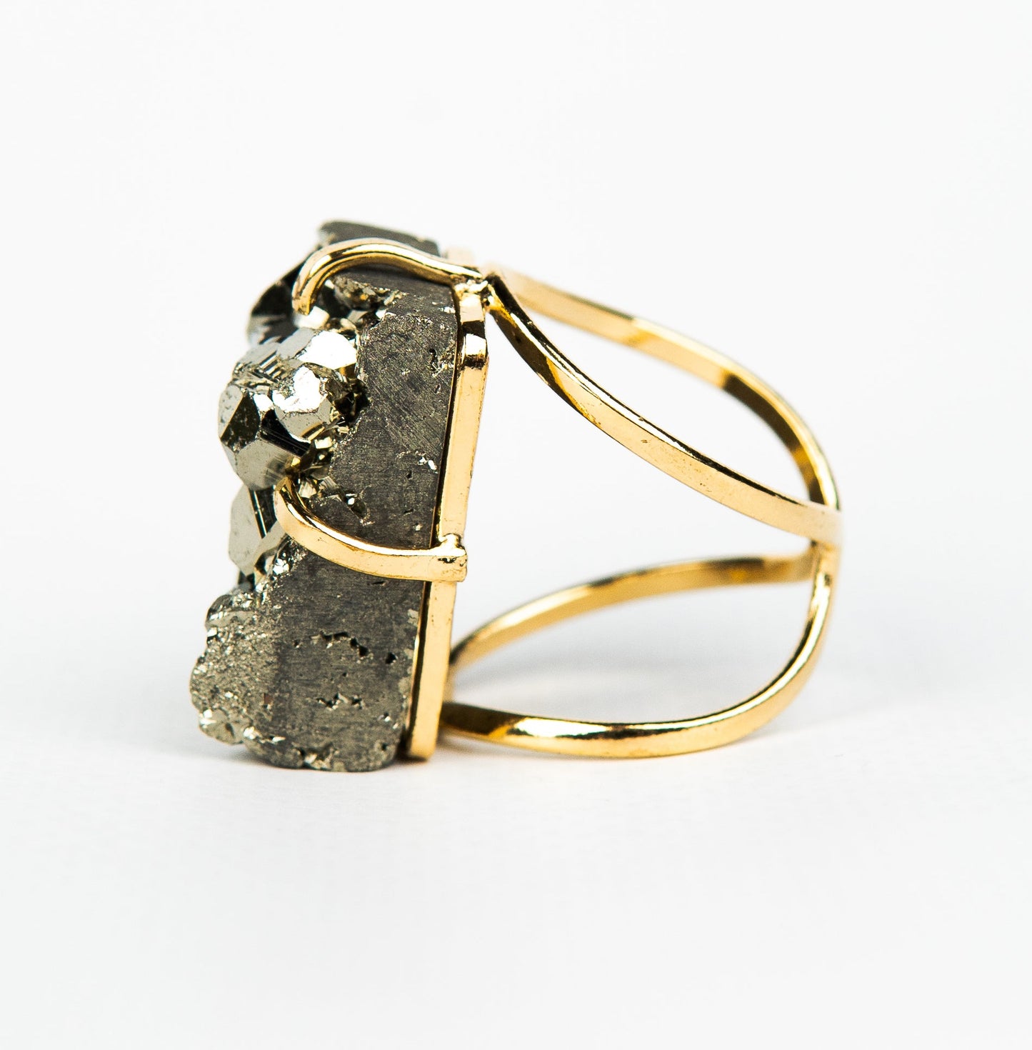 Каблучка з піритом з позолотою onesize Py-80
