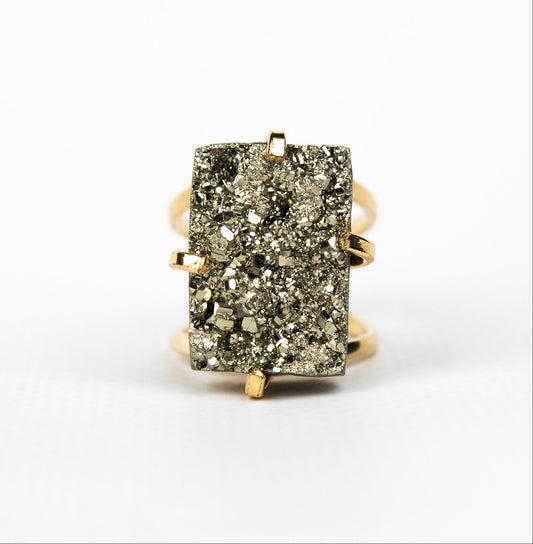 Каблучка з піритом з позолотою onesize Py-85