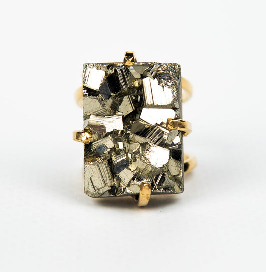 Каблучка з піритом з позолотою onesize Py-86