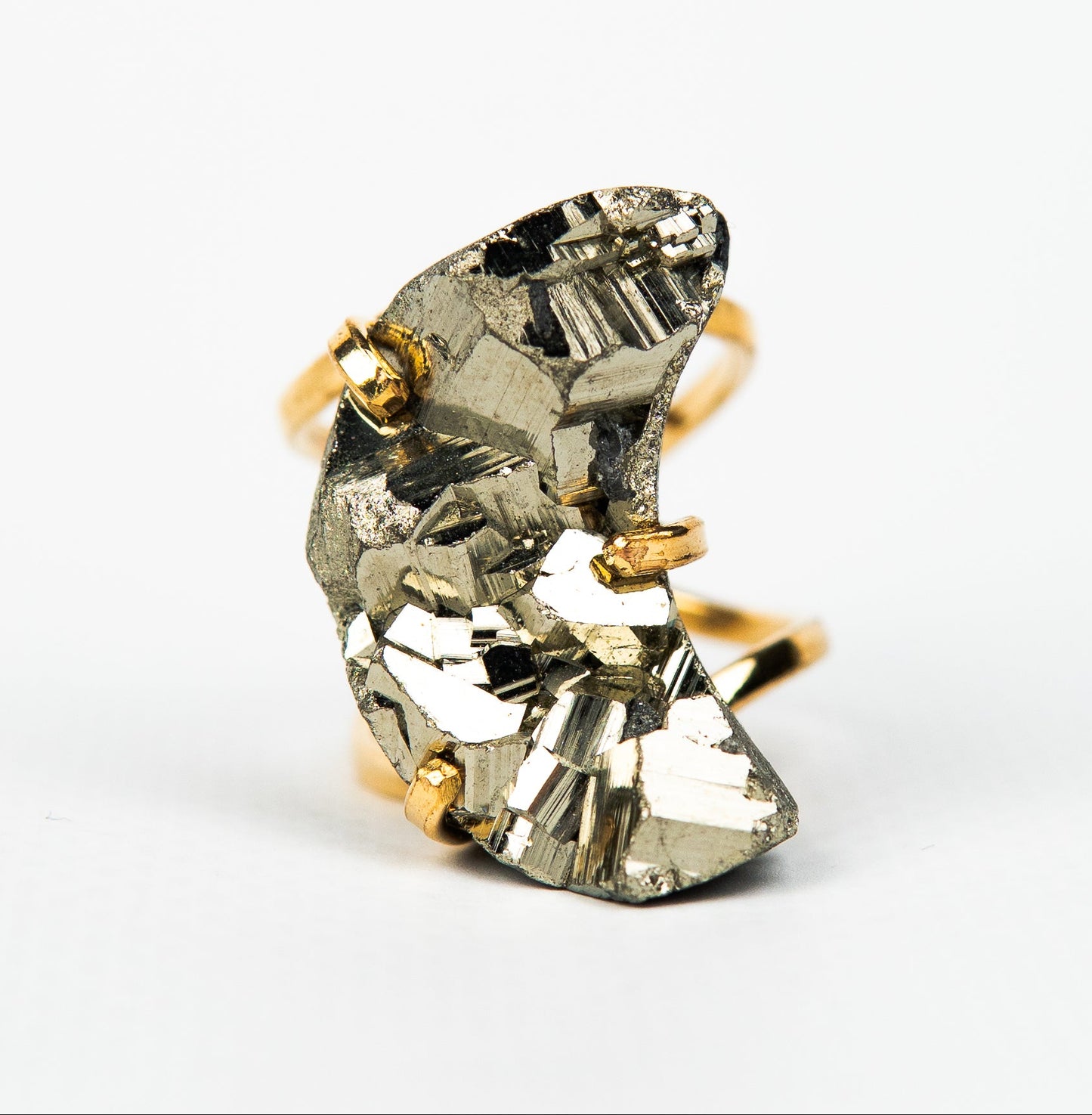 Каблучка з піритом з позолотою onesize Py-87