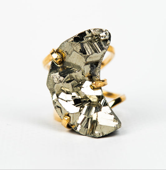 Каблучка з піритом з позолотою onesize Py-87