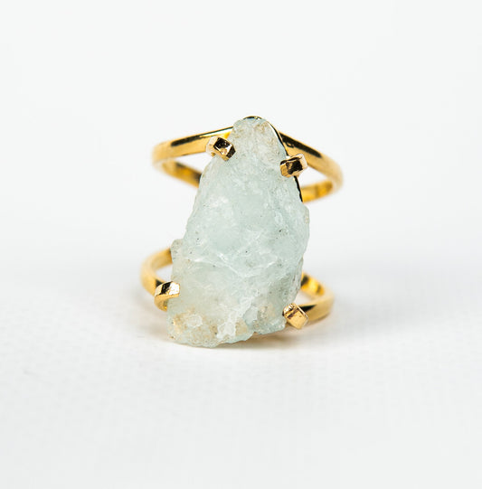 Каблучка з Аквамарина з позолотою onesize Aq-176