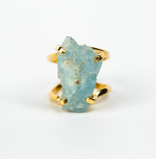 Каблучка з Аквамарина з позолотою onesize Aq-178