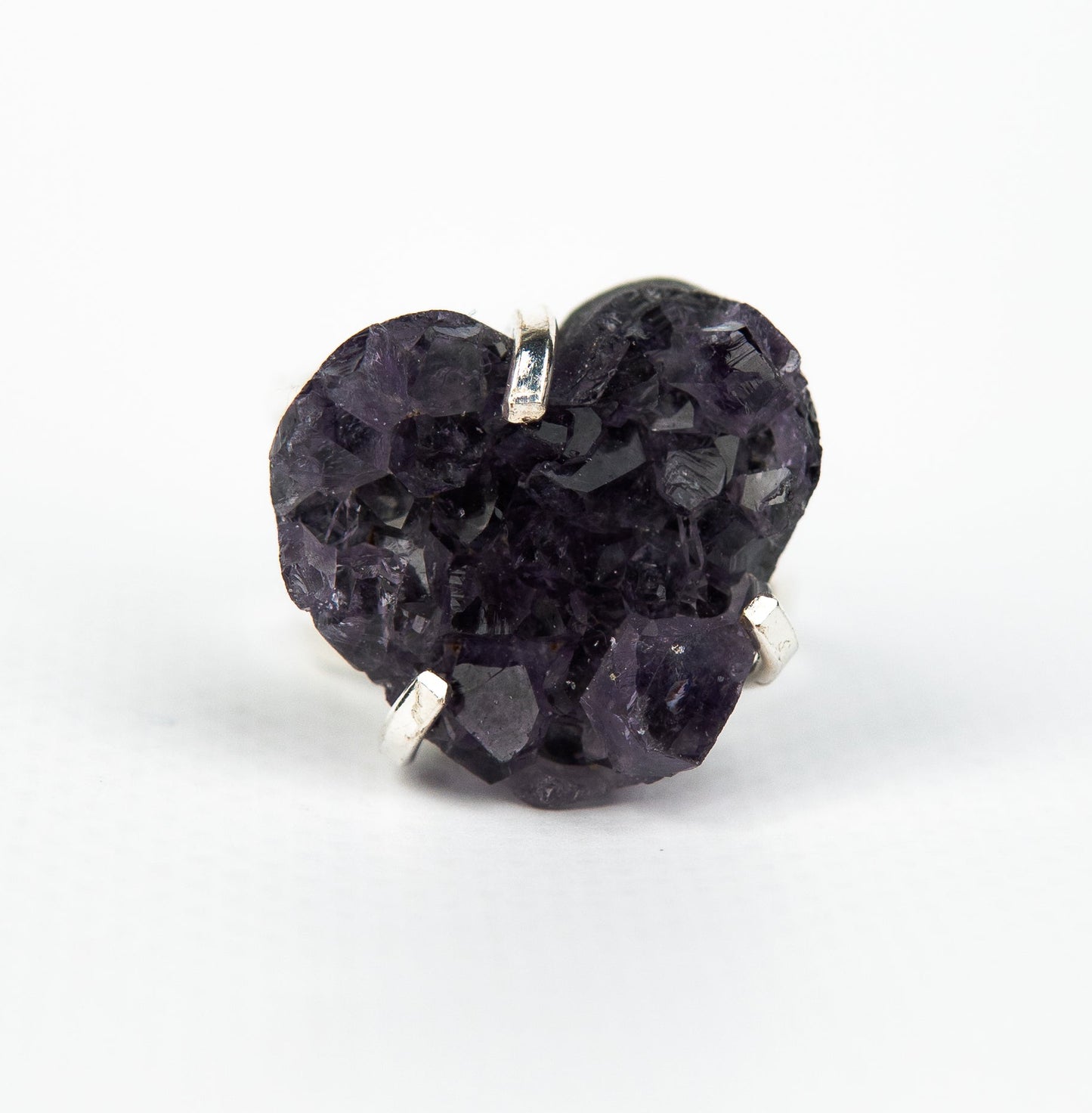 Каблучка з темним аметистом з посрібленням onesize Da-215