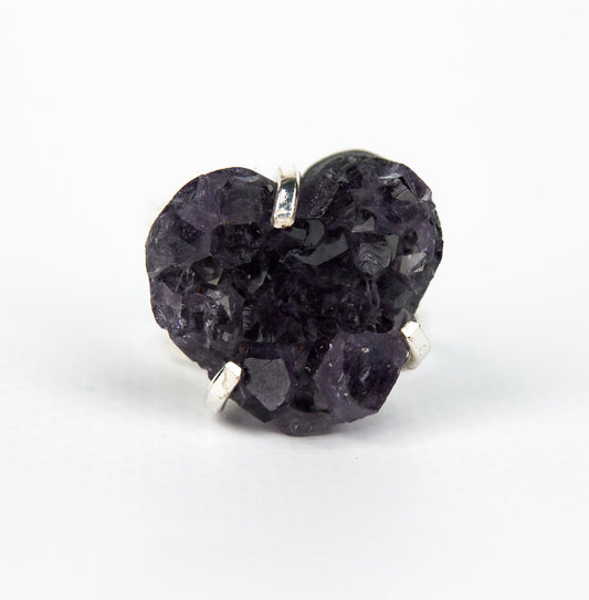 Каблучка з темним аметистом з посрібленням onesize Da-215