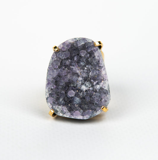 Кольцо с темным аметистом с посеребрением onesize Da-216