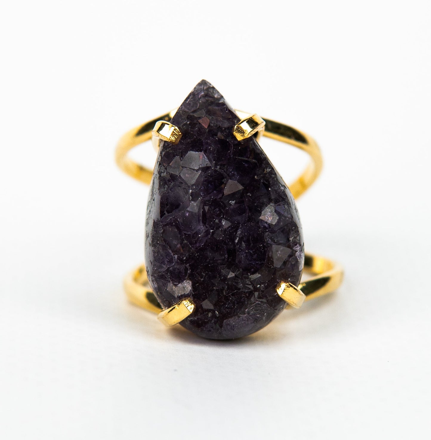 Каблучка з темним аметистом з позолотою onesize Da-219