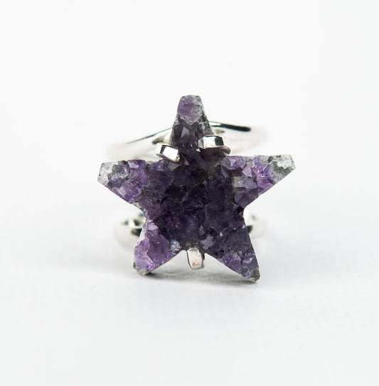 Каблучка з темним аметистом з посрібленням onesize Da-220