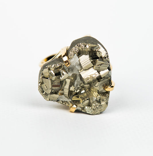 Каблучка з піритом з позолотою onesize Py-89