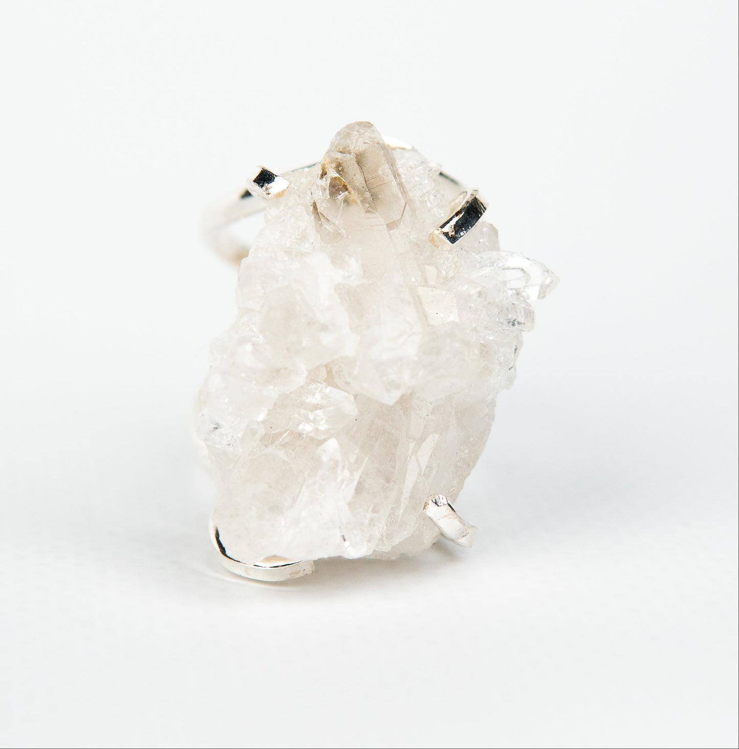 Каблучка з прозорим Кришталем з посрібленням onesize Cr-26