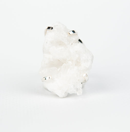 Кольцо с прозрачным Хрусталем с посеребрением onesize Cr-27