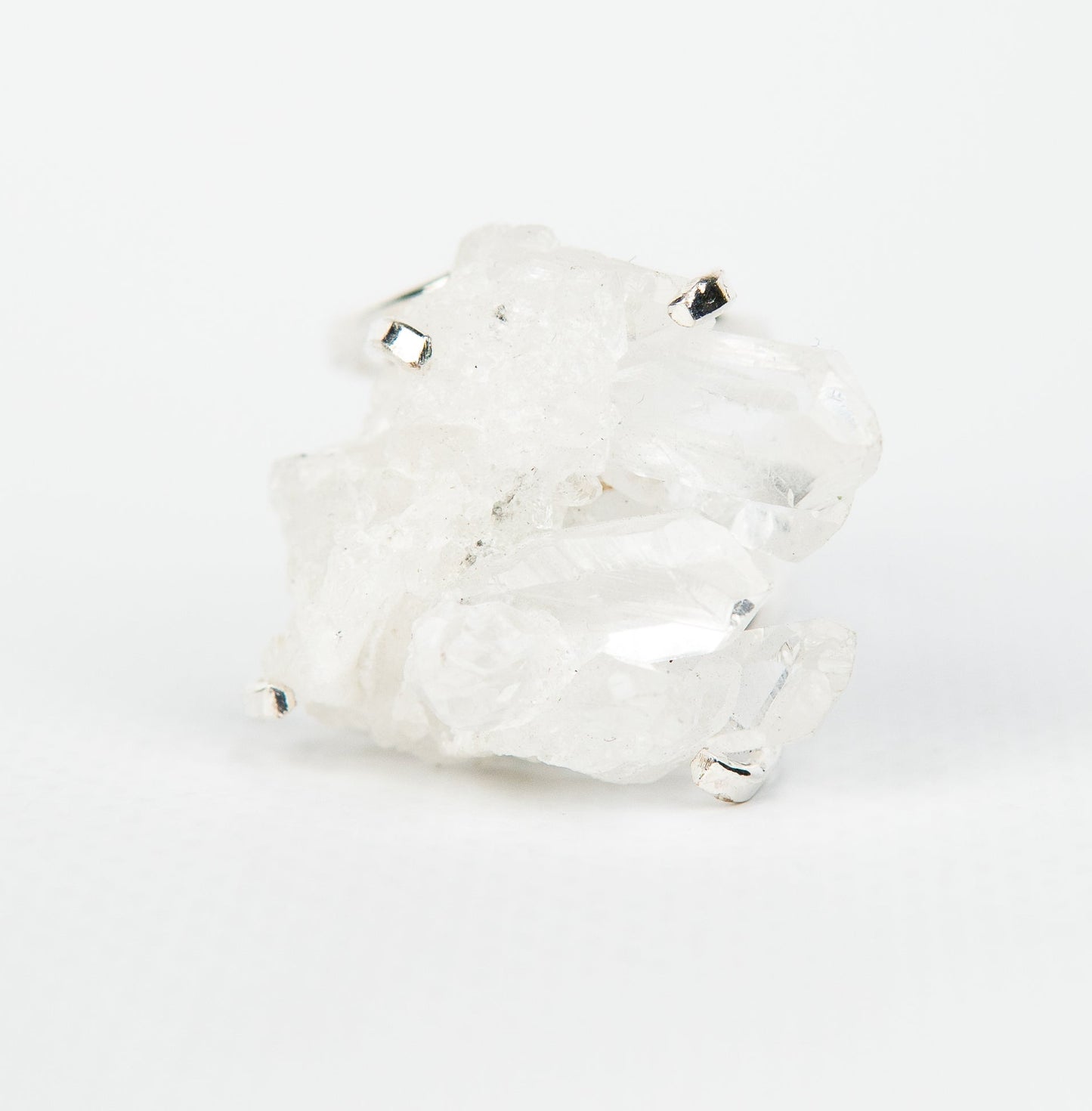 Кольцо с прозрачным Хрусталем с посеребрением onesize Cr-28