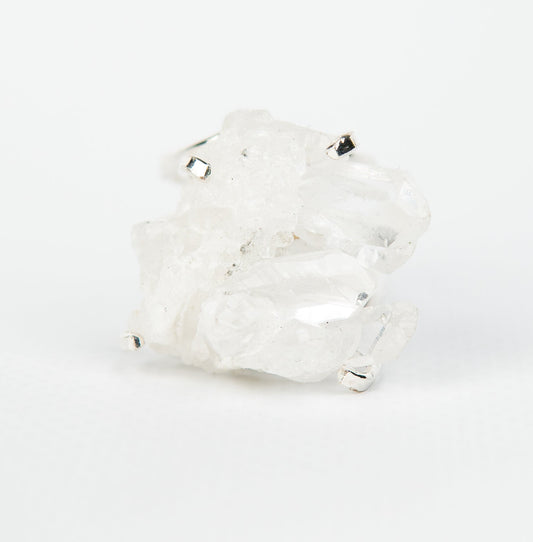 Кольцо с прозрачным Хрусталем с посеребрением onesize Cr-28