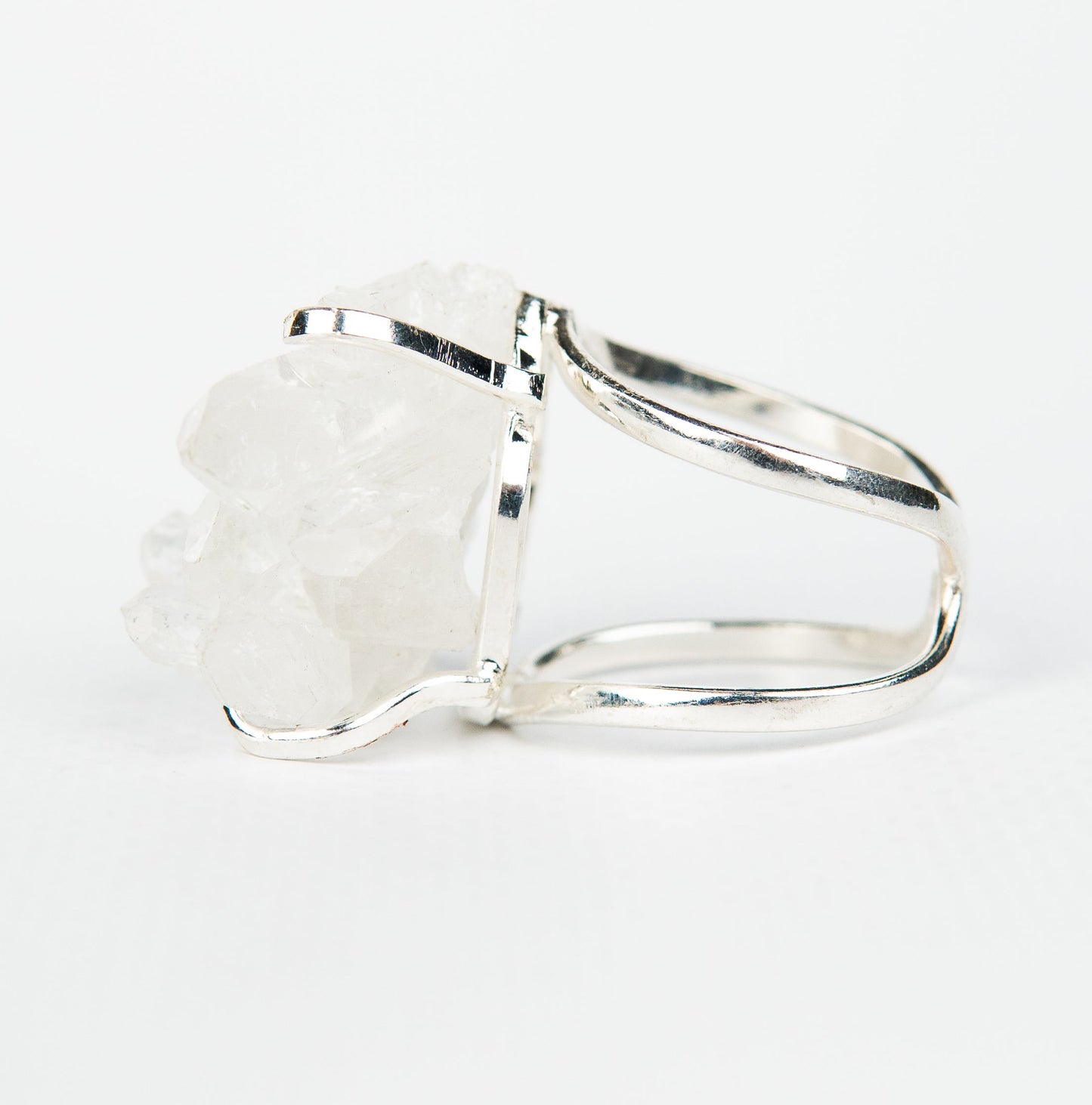 Кольцо с прозрачным Хрусталем с посеребрением onesize Cr-28