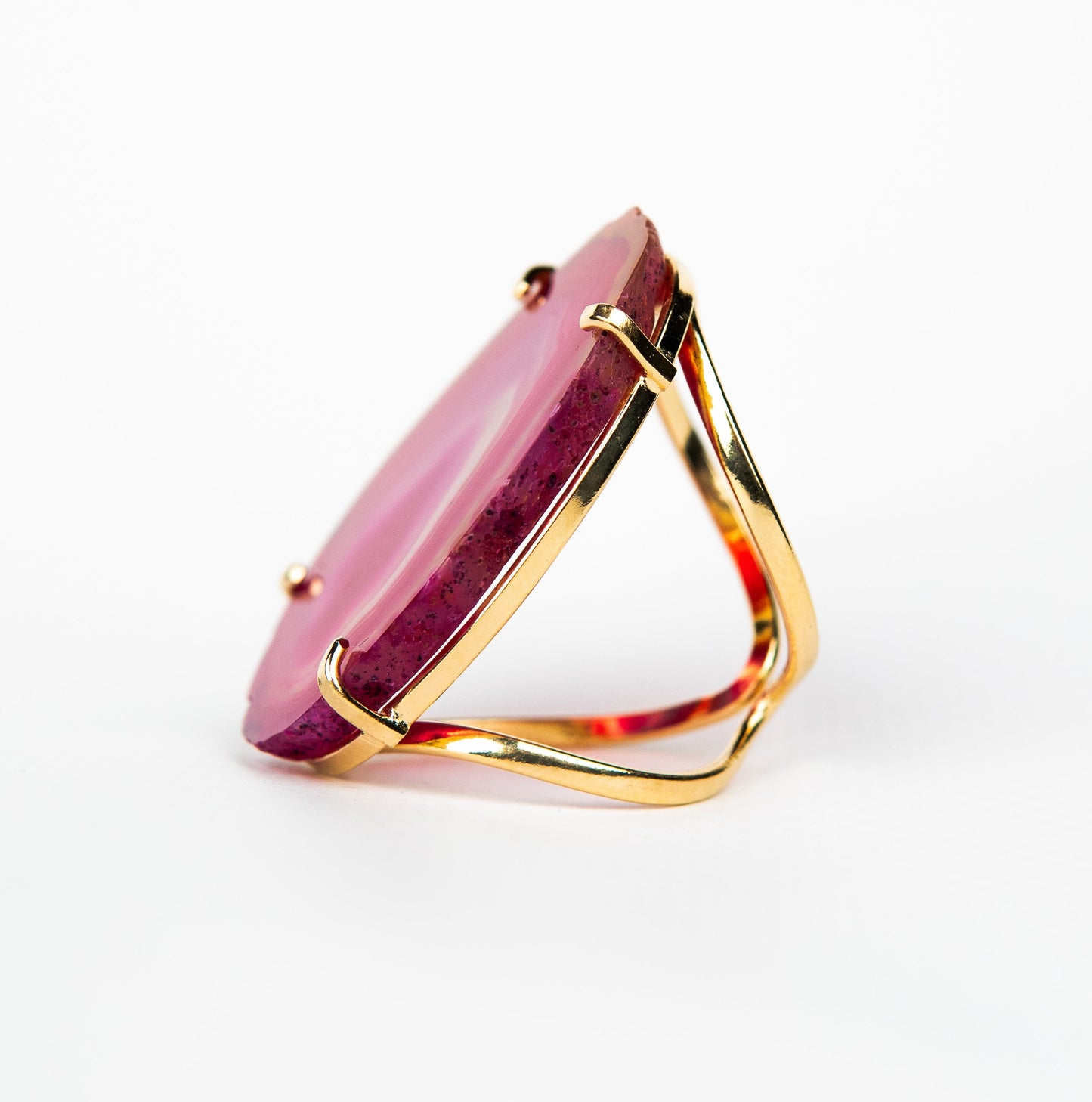 Кольцо с агатом с позолотой onesize Ag-18