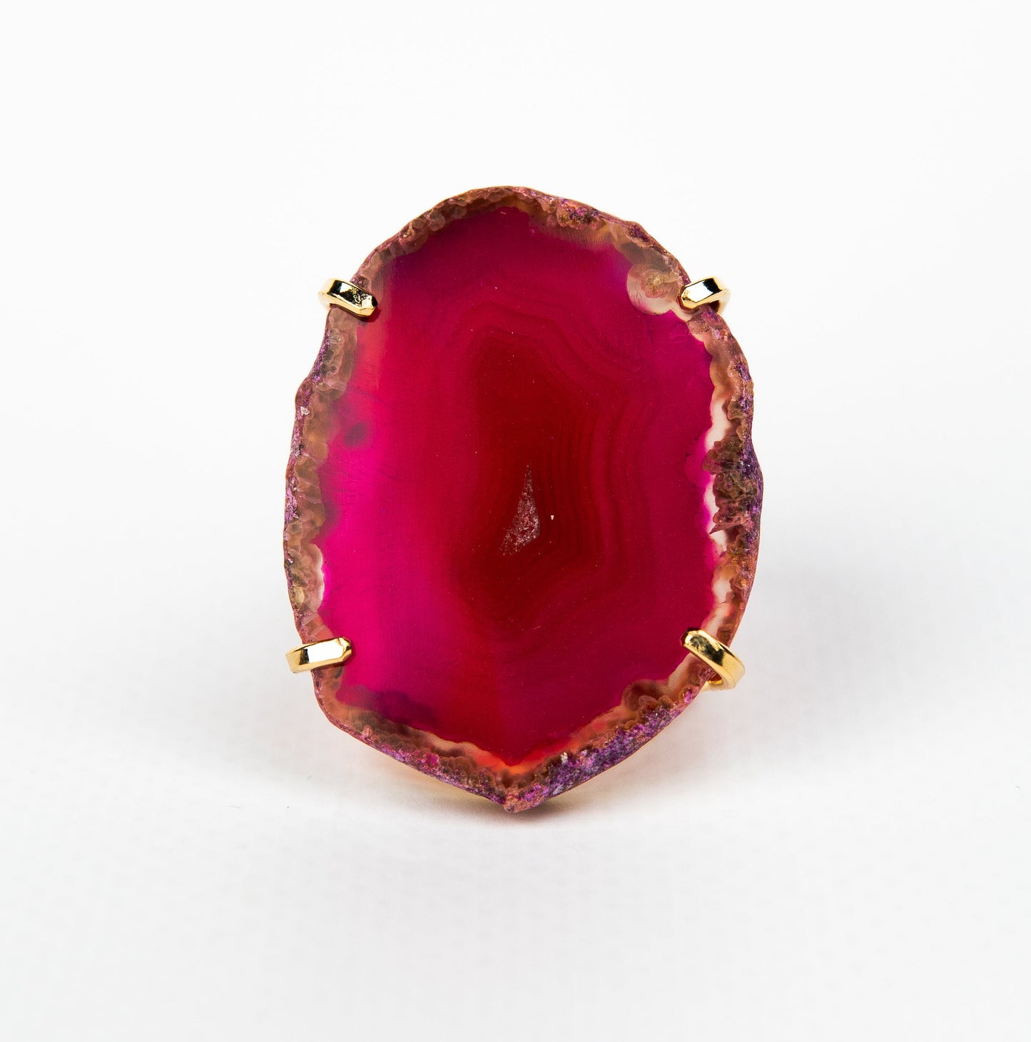 Каблучка з агатом з позолотою onesize Ag-19