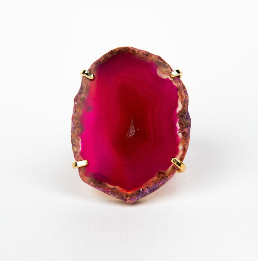 Каблучка з агатом з позолотою onesize Ag-19