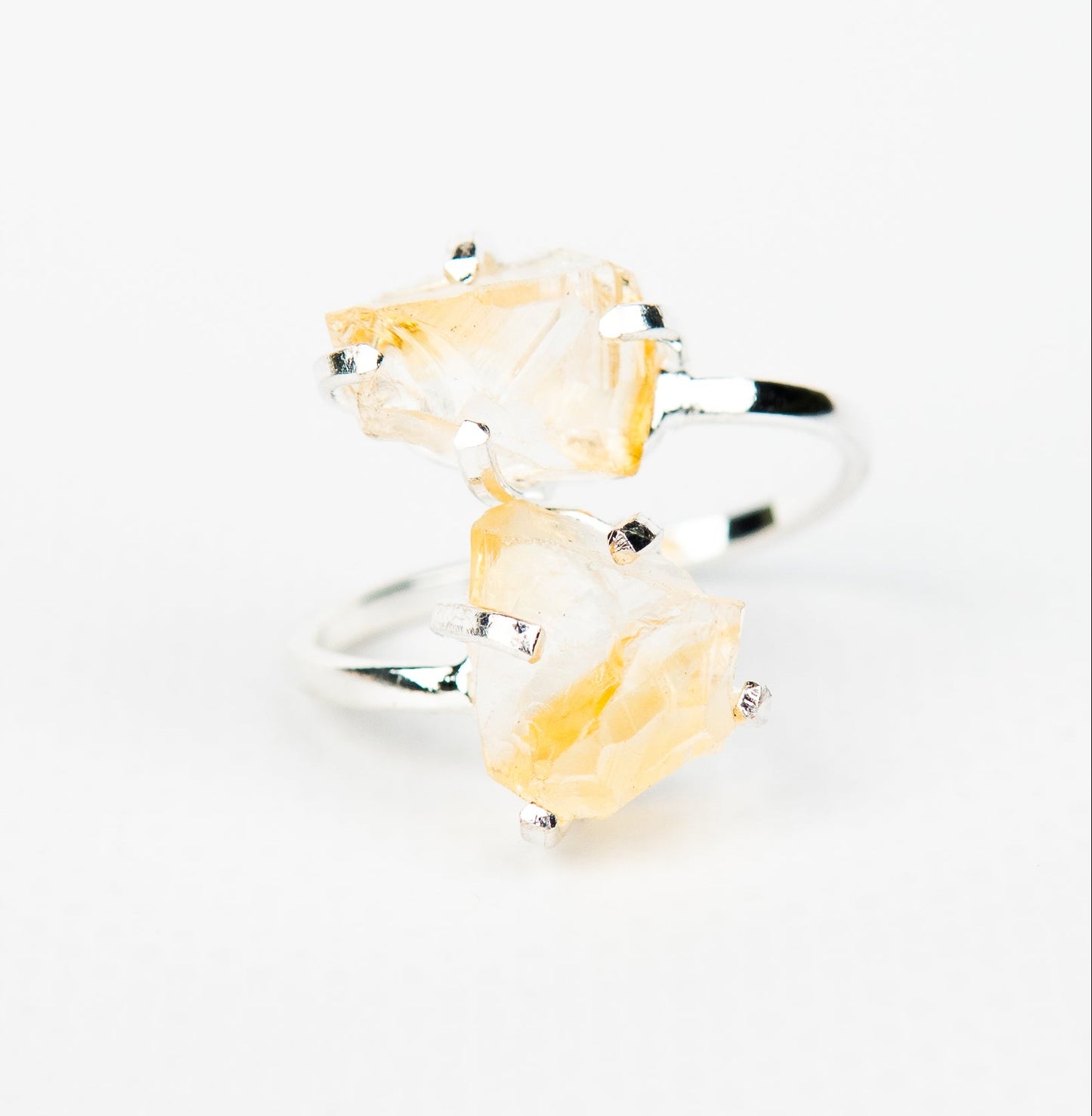 Каблучка з цитрином з посрібленням onesize Ct-19