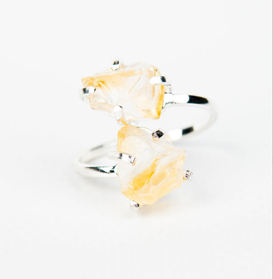 Каблучка з цитрином з посрібленням onesize Ct-19