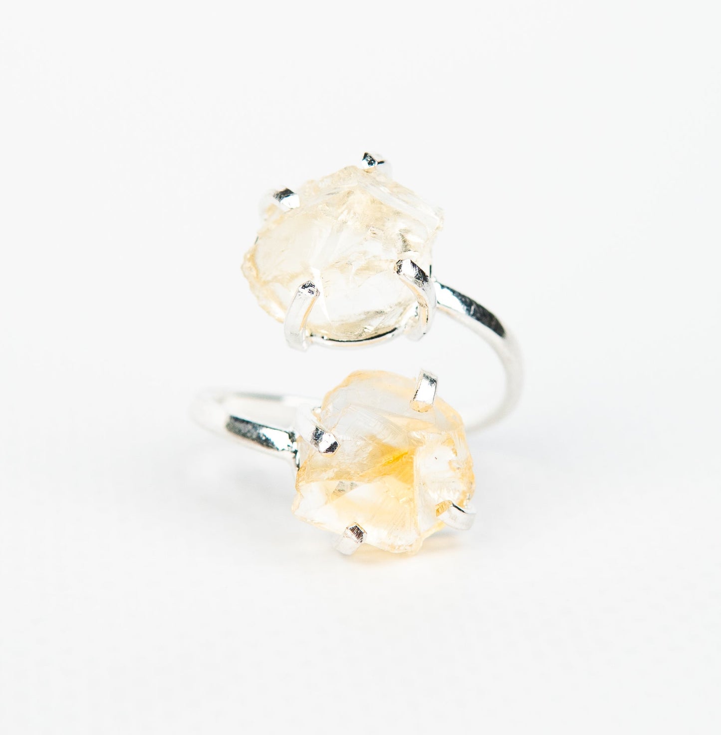 Каблучка з цитрином з посрібленням onesize Ct-20