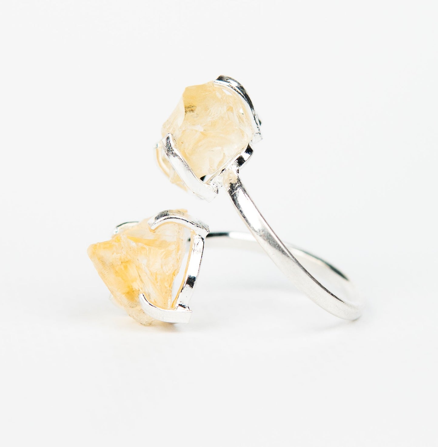 Каблучка з цитрином з посрібленням onesize Ct-20