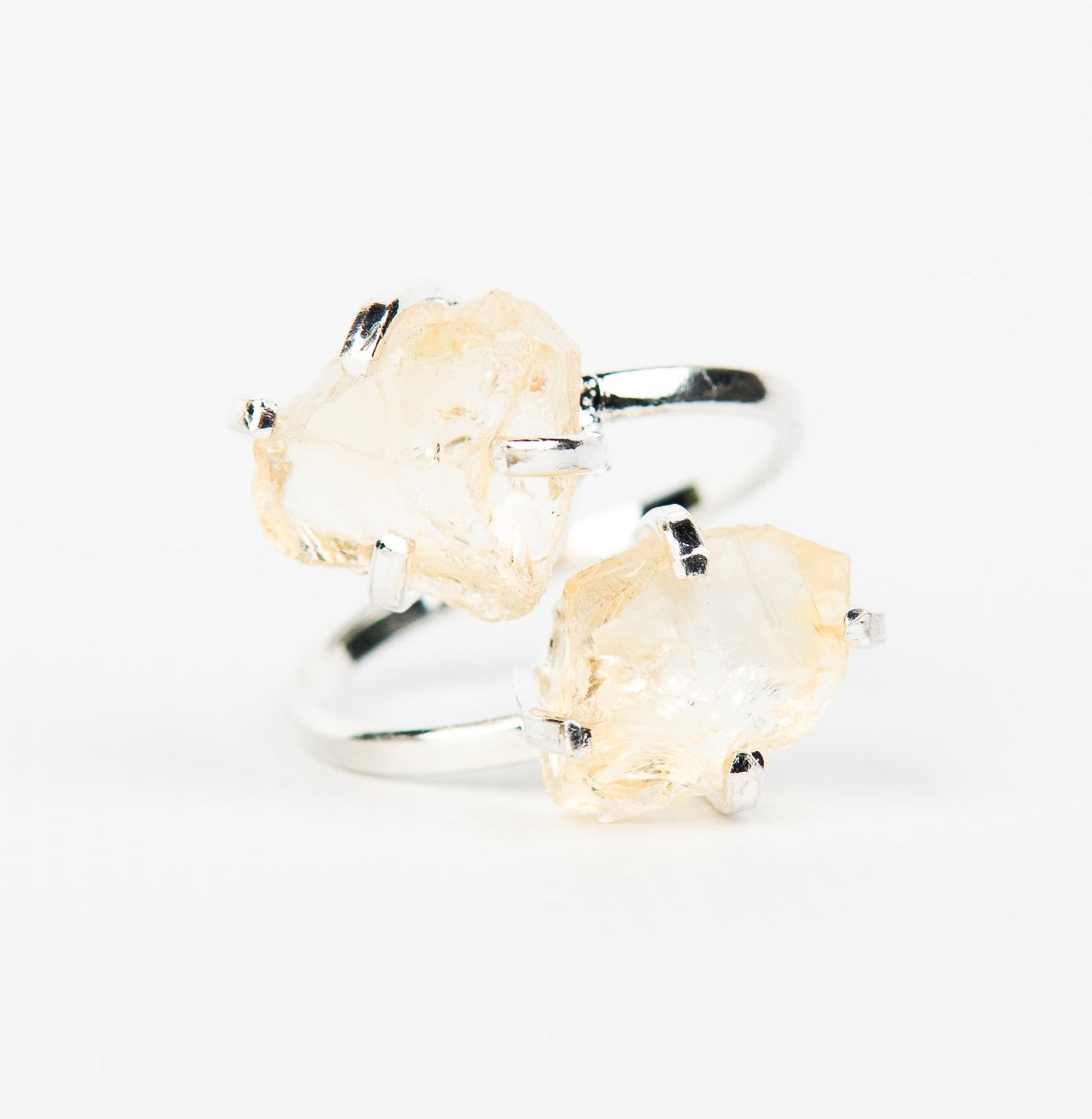 Кольцо с цитрином с посеребрением onesize Ct-22