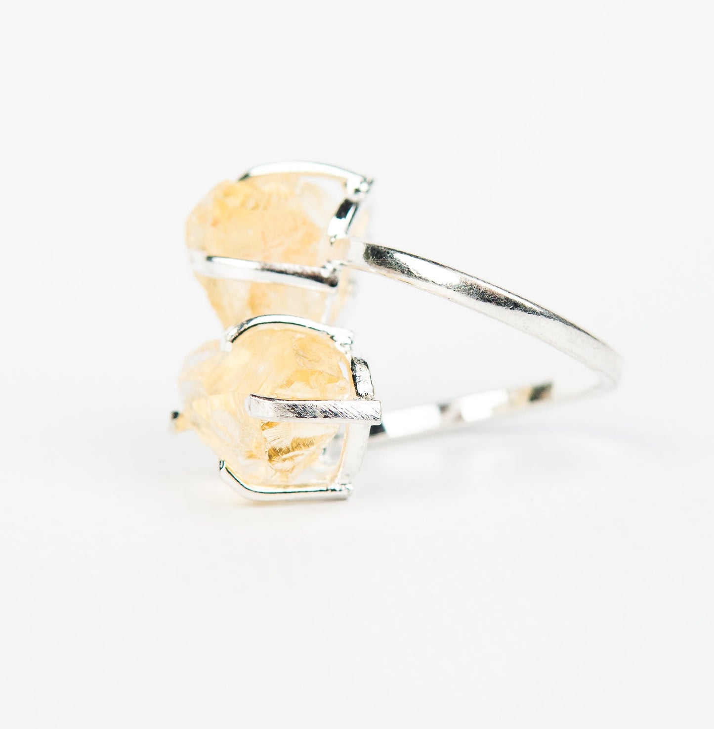 Кольцо с цитрином с посеребрением onesize Ct-22