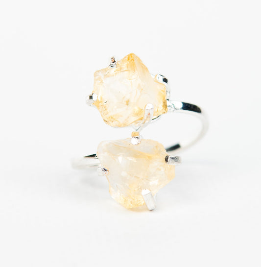 Каблучка з цитрином з посрібленням onesize Ct-23