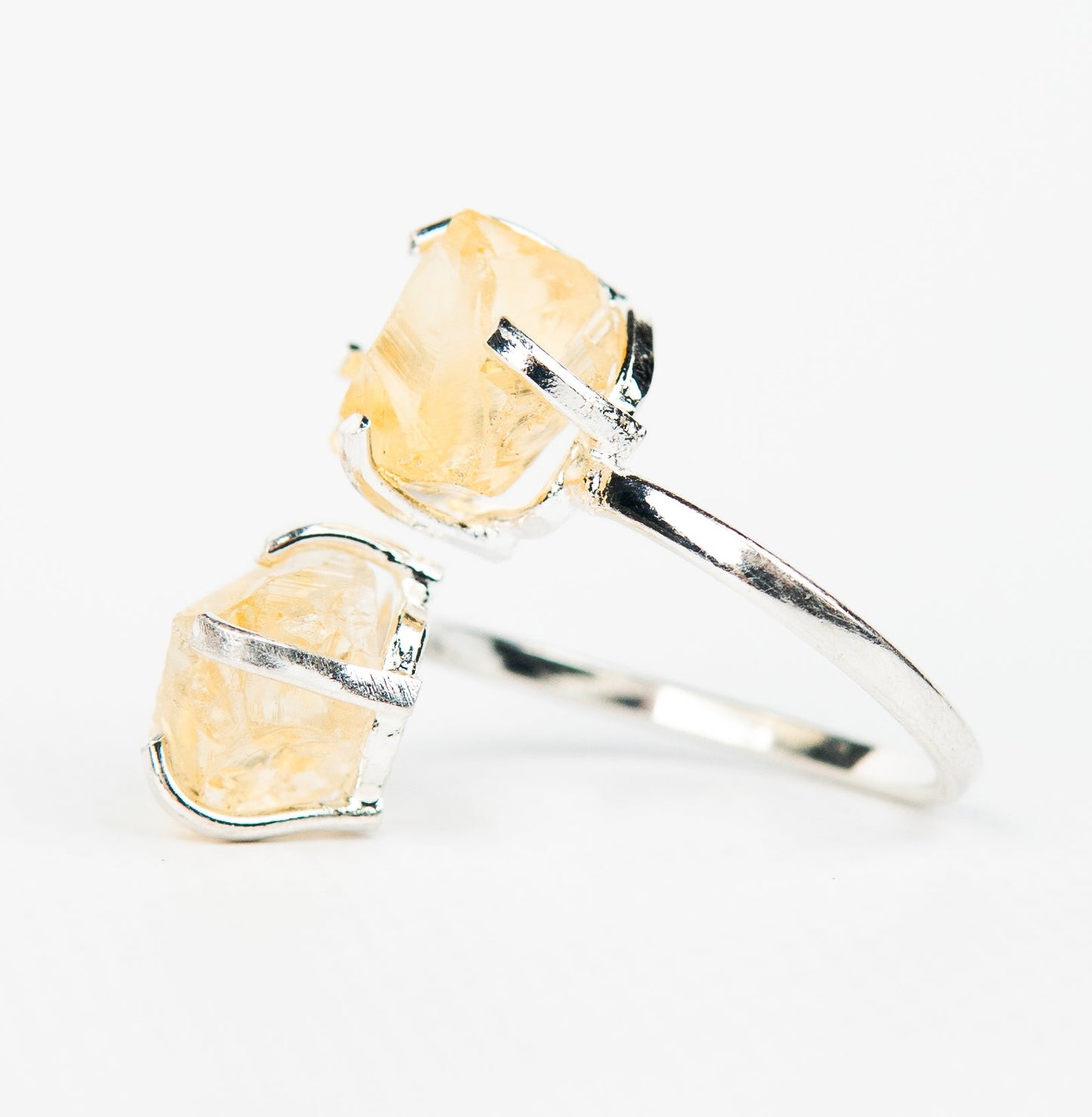 Каблучка з цитрином з посрібленням onesize Ct-23