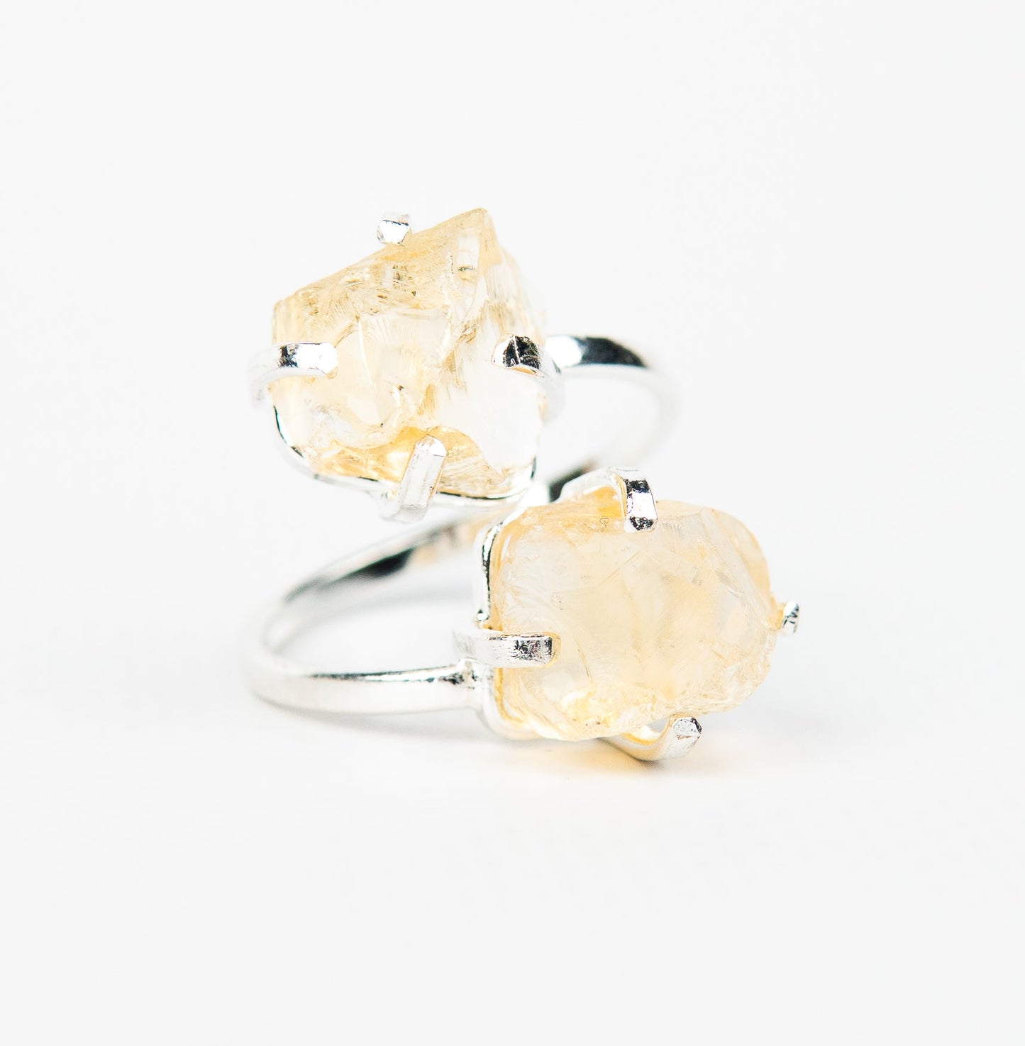 Кольцо с цитрином с посеребрением onesize Ct-24