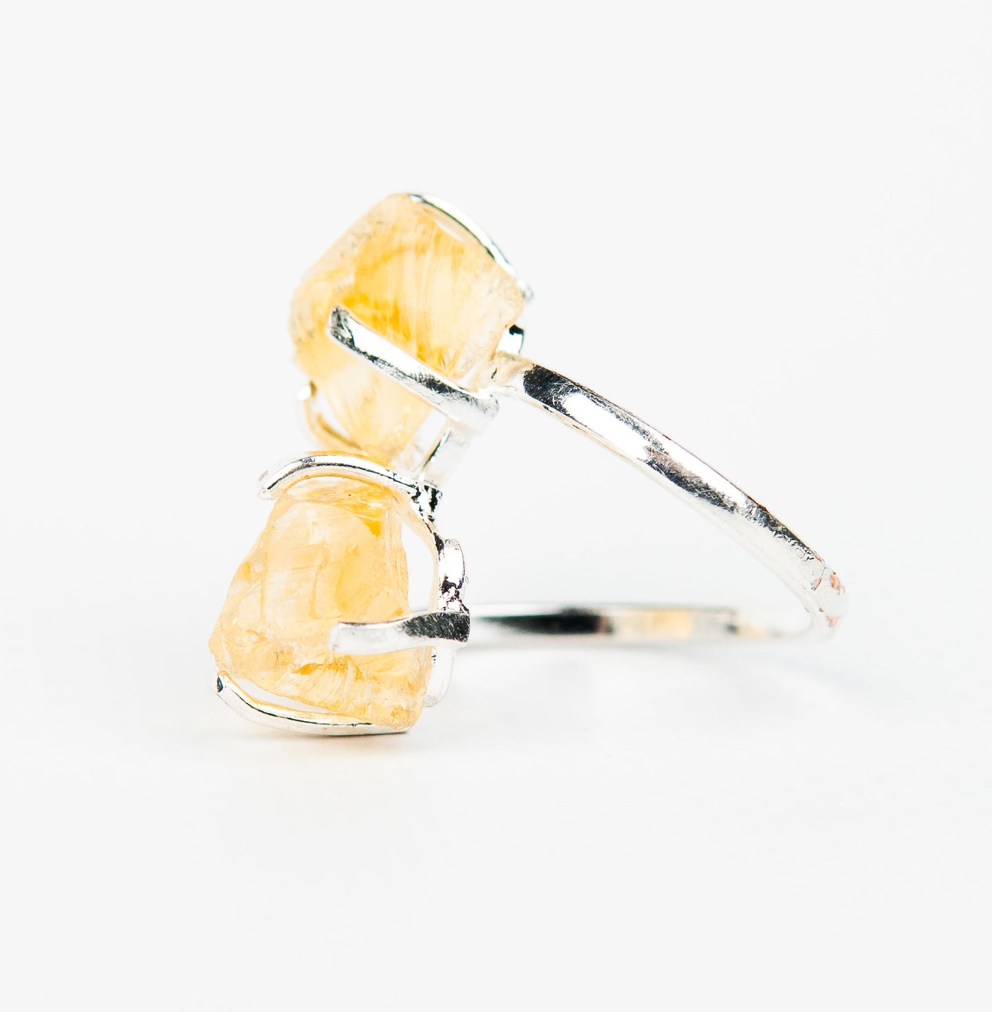 Кольцо с цитрином с посеребрением onesize Ct-24